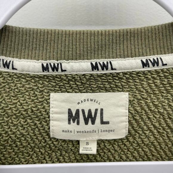 Madewell MWL Airyterry Crop Sweatshirt in Heather Olive Tree Green - Picture 4 of 7